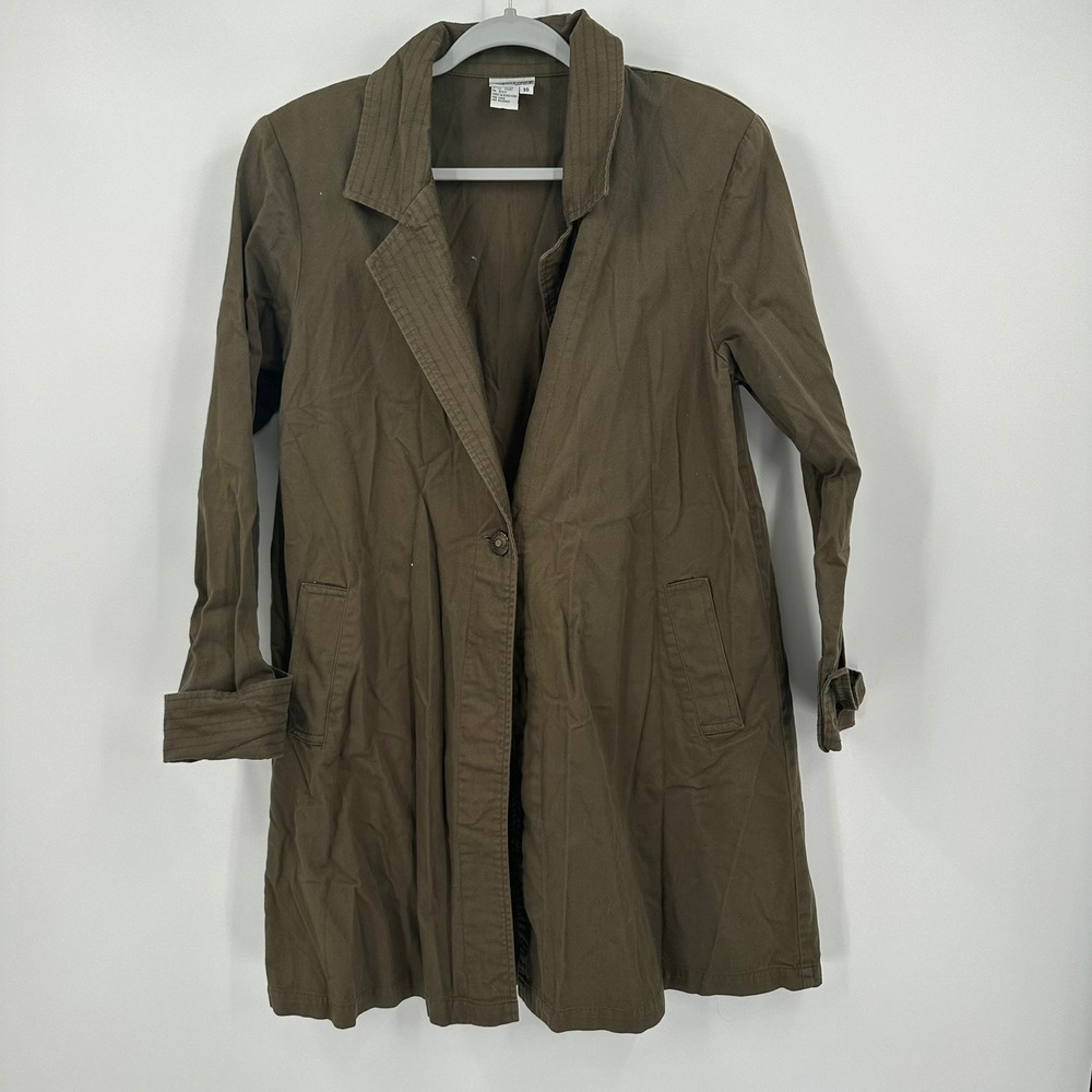 Newport News Womens Minimalist Trench Coat Size 10 Military Gorpcore Lagenlook